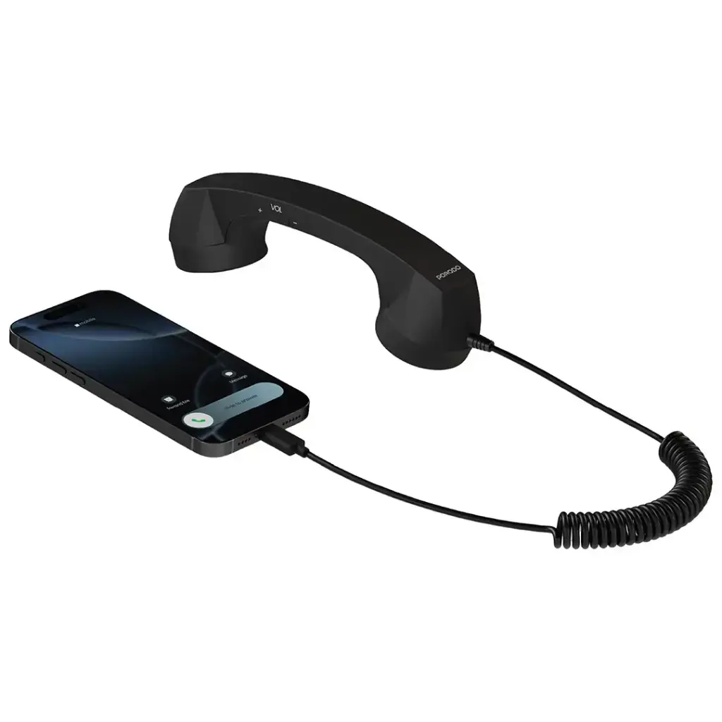 Porodo Classic Retro Phone Handset with Type-C Connector - Black4123.webp