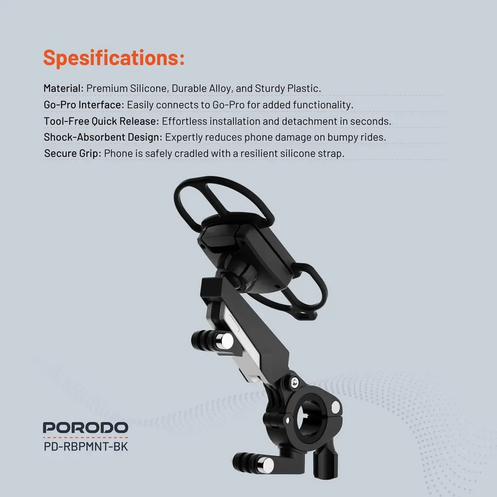 Porodo 360° Rotatable Bike Phone Mount - Black (1).webp