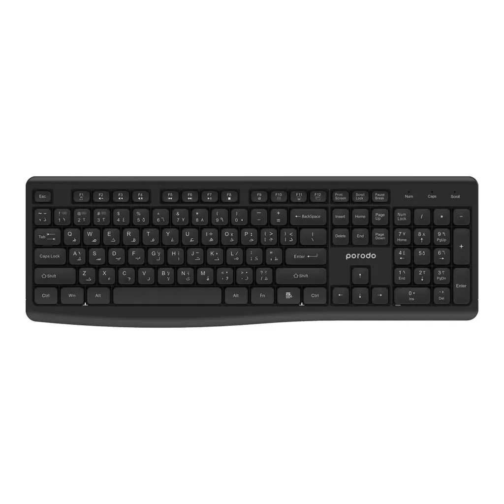 Porodo Wireless 2.4G+BT Keyboard with Mouse - Black (1).webp