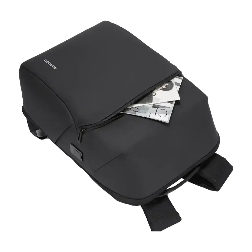 Porodo Lifestyle Water-Resistant PU Backpack - Black (3).webp