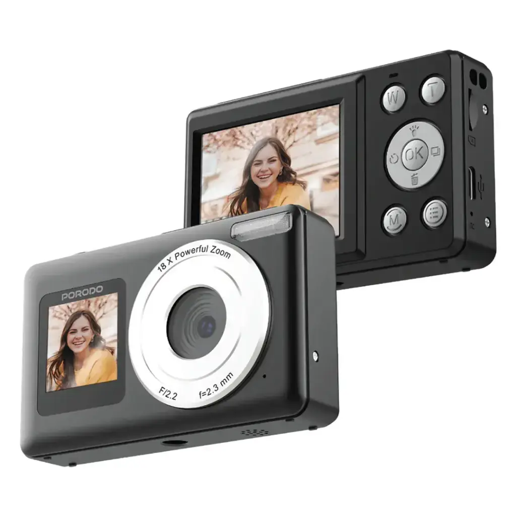 [PD-ETK07-BK] Porodo Lifestyle Dual-Screen Digital Camera - Black.webp