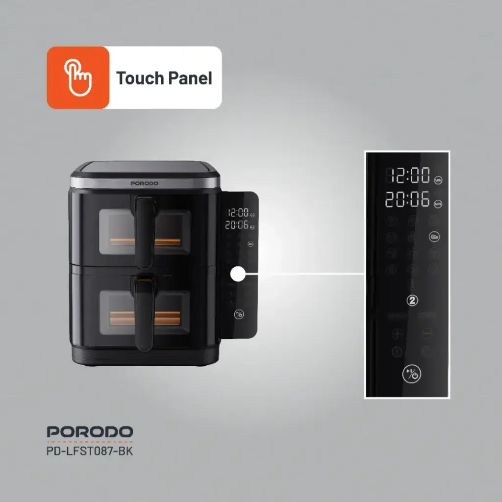 Porodo Lifestyle Double Stack Air Fryer with 12 Presets - Black (1).webp