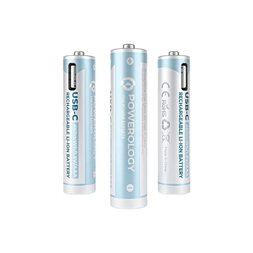 [PAAAV2RBT] Powerology 1.5V Type-c Rechargeable Lithium-ion Battery AAA Battery 660mWh 4pcs per Pac .webp