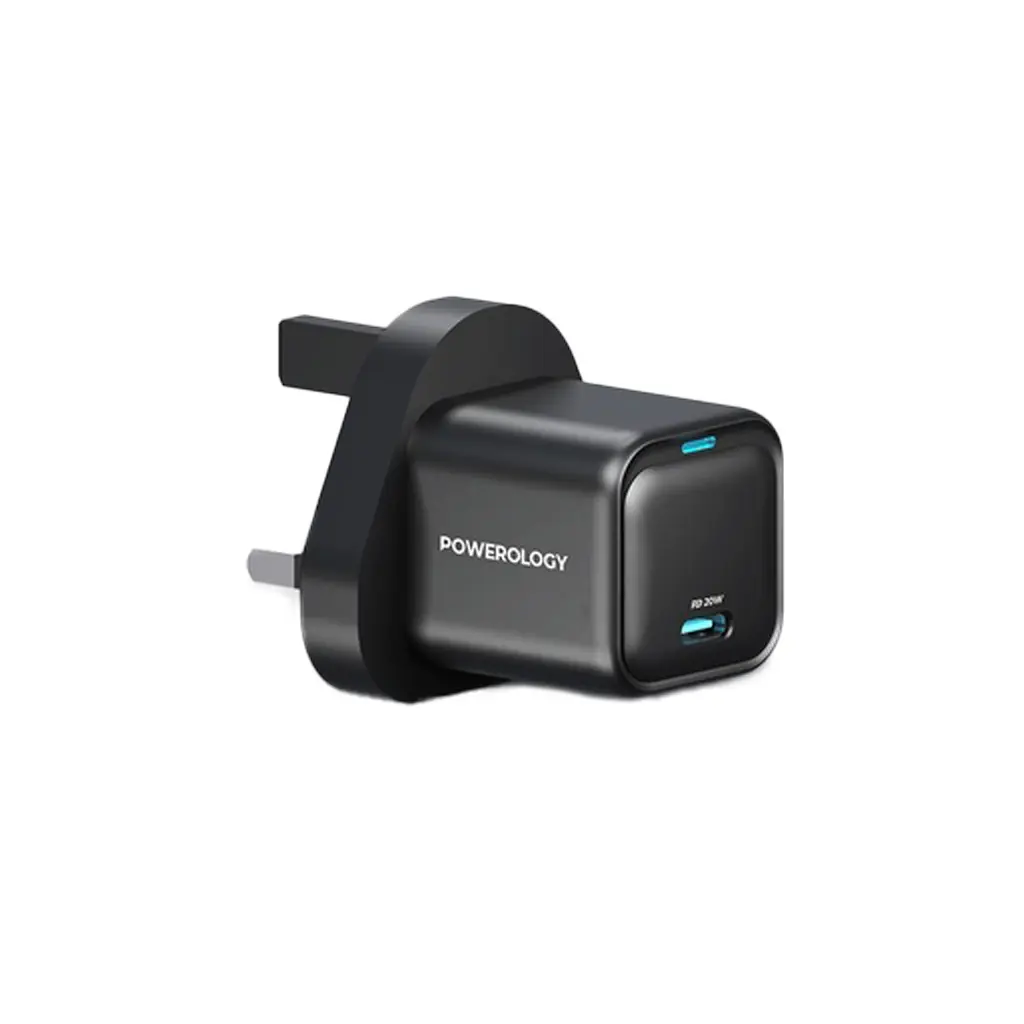 [PWCUQC016] Powerology 20W Single C Port PD Charger UK - Black.webp
