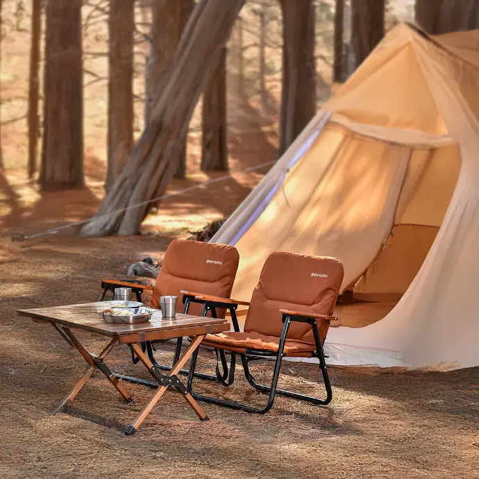 Porodo Lifestyle Camping Foldable Chair - Brown (3).webp
