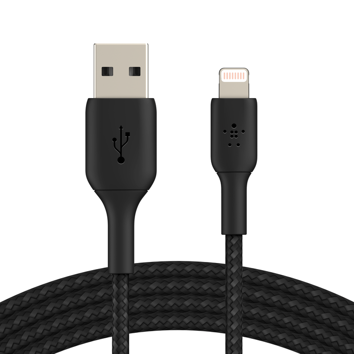 Belkin Boost Charge 6.6Ft 2Mtr Lightning to USB-A Nylon Braided Cable Black CAA002bt2MBK