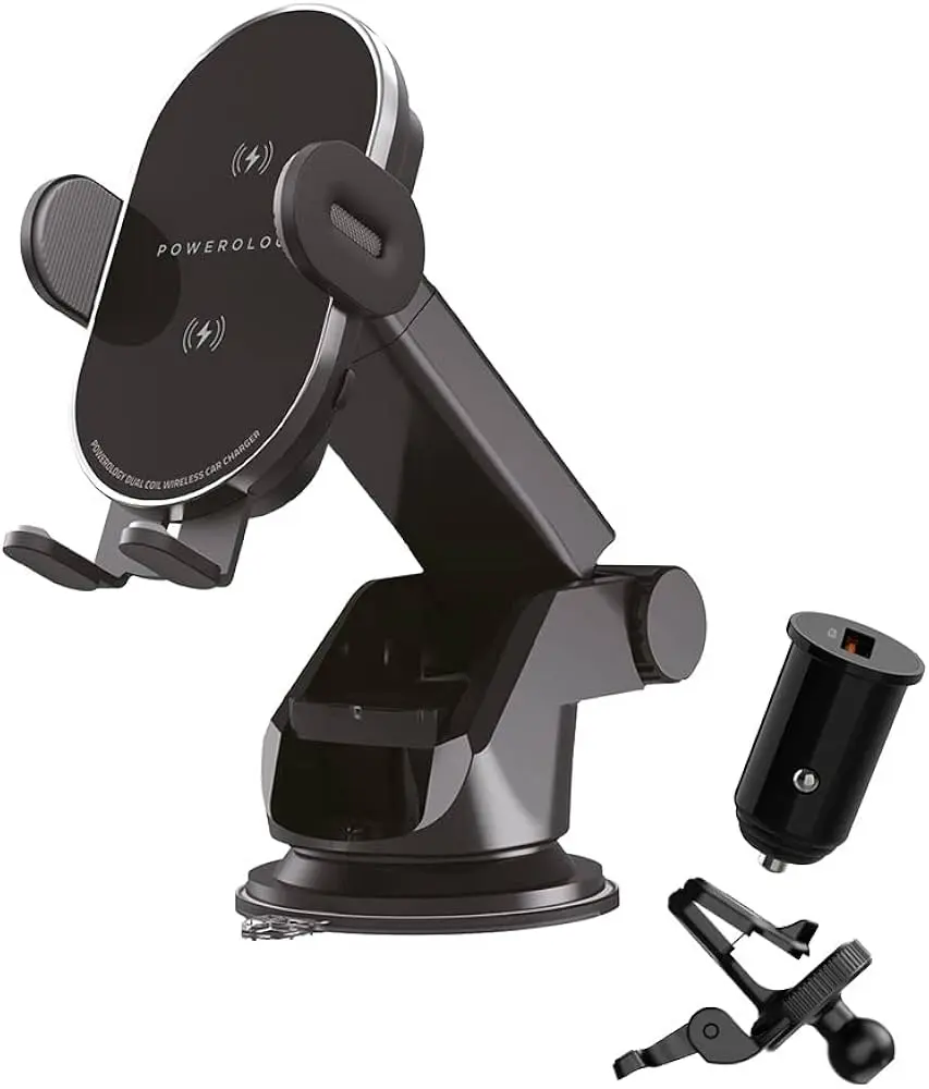 Powerology 15w 3in1 Fast Wireless Car Charger Mount PWWCCM-BK