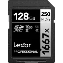 Lexar 128GB Professional 1667x UHS-II V60 U3 250MBps Read 120Mbps Write C10 SDXC Memory Card LSD128CBNA1667