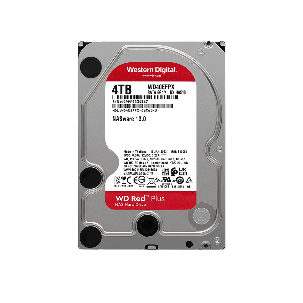 Western Digital WD Red Plus 4TB 5400RPM Sata 6 Gb/s 256MB Cache 3.5-Inch NAS Internal HDD WD40EFPX-68C6CN0