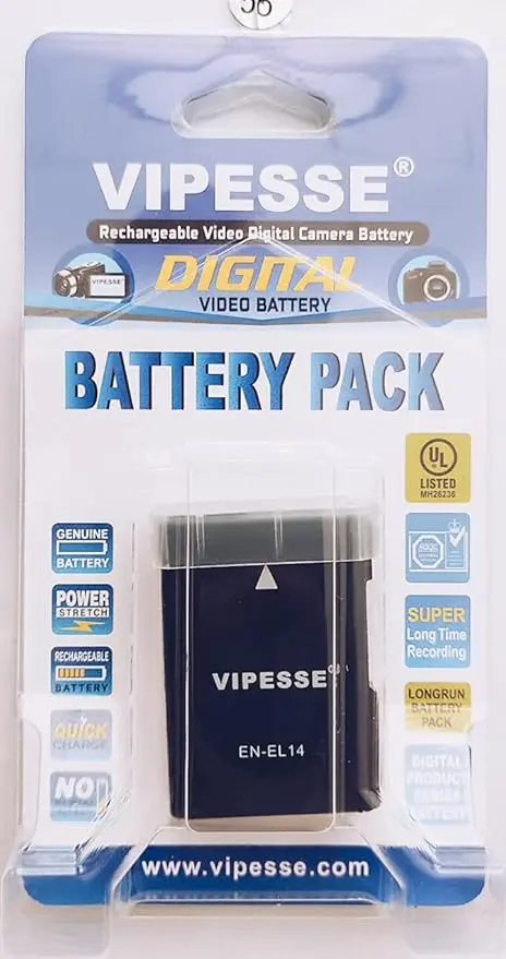 Vipesse EN-EL14 7.4V 7.8Wh 1050mAh Rechargeable Battery for Nikon