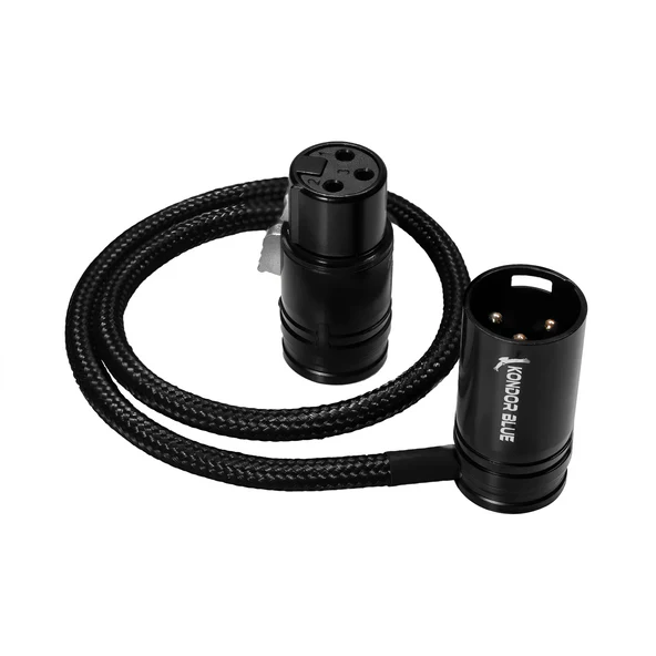 Kondor Blue 16” Straight Low Profile Right Angle XLR Cable KB-MXLRF16-BK