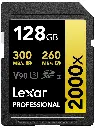 Lexar Professional 300Mbps 128GB 2000x SDXC UHS-II V90 SD Card LSD2000128G-BNNNG