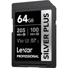 Lexar Professional SILVER PLUS 64GB V30 UHS-I SDXC Memory Card LSDSIPL064G-BNNNG