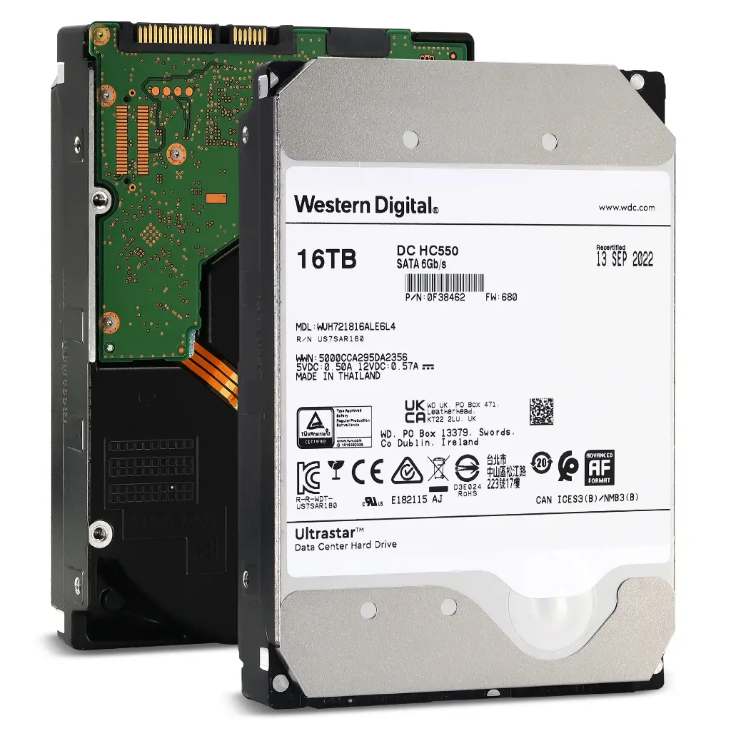 WD Ultrastar DC HC555 16TB 7200 RPM SATA III 3.5-Inch Data Center HDD 0B48722