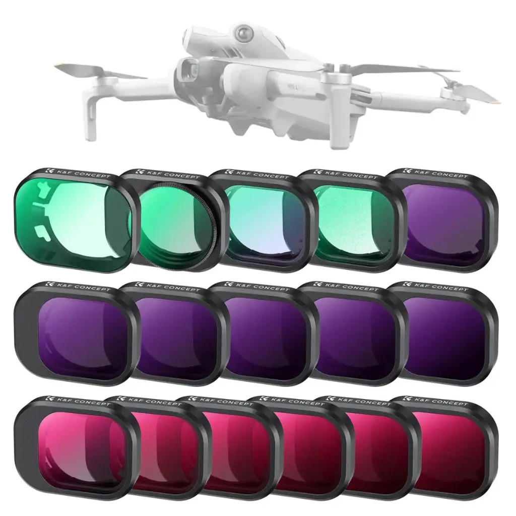 K&F Concept 16 Pack (Black Mist+UV+CPL+ND+ND&PL+LPR) Filter Set for DJI Mini 4 Pro SKU.2282V1