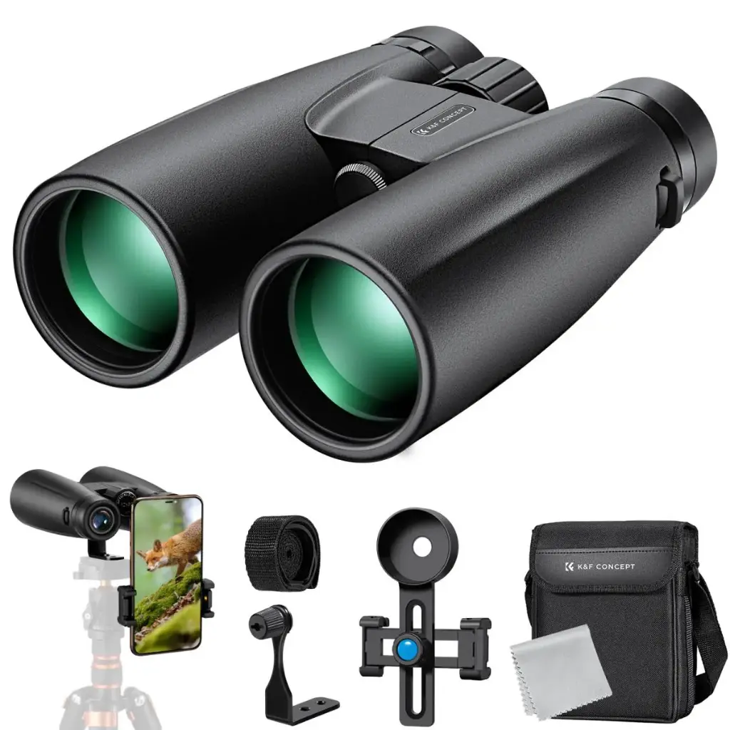 K&F Concept 2X50 Binoculars Telescope with Smartphone Adapter, Tripod Adapter, Cleaning Cloth, FMC Lens BAK4 Prism for Adults, HD Binoculars for Bird Watching Hunting Hiking Camping Travelling KF33.084
