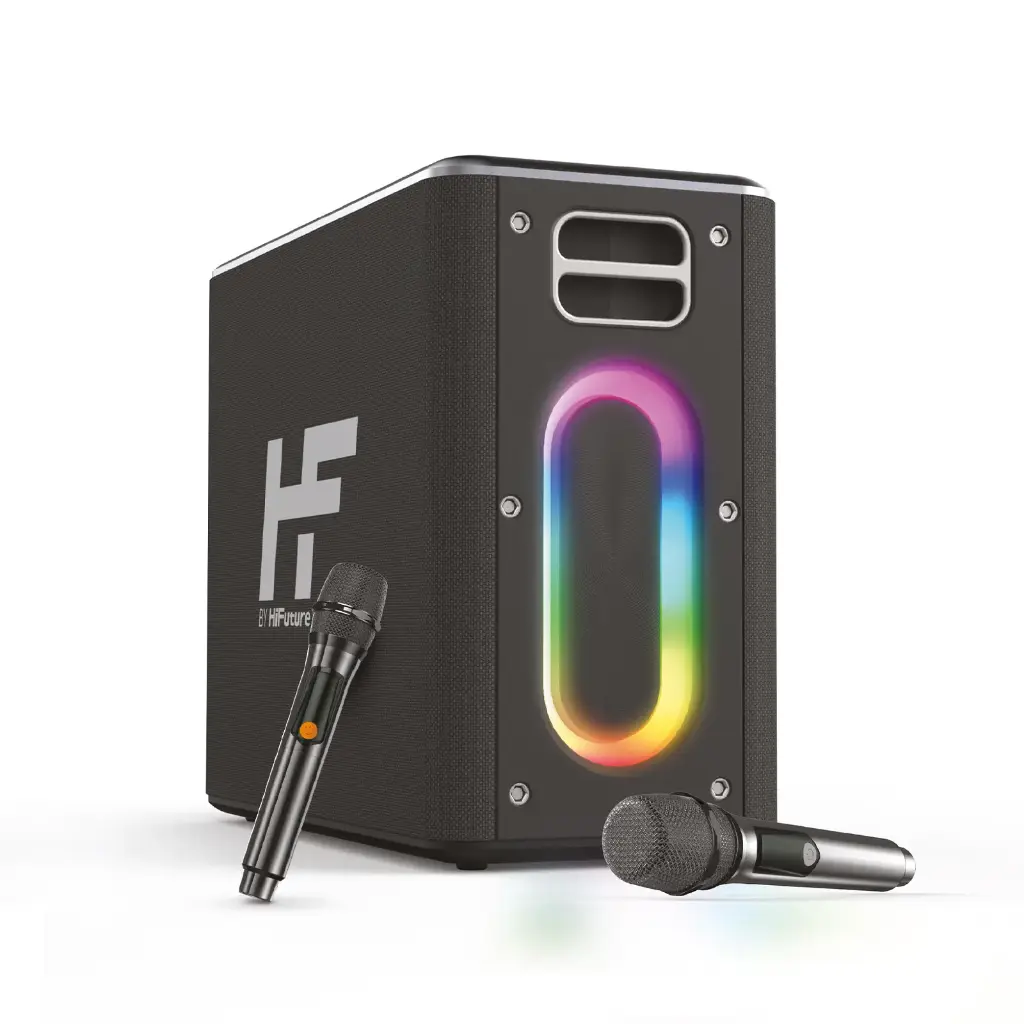 HiFuture Musicbox 100w Karaoke Speaker with Dual Wireless Microphones Black 