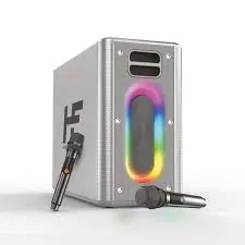 HiFuture Musicbox 100w Karaoke Speaker with Dual Wireless Microphones Silver