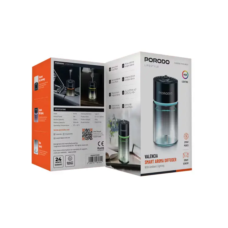 Porodo Lifestyle Valencia Smart Aroma Diffuser With Ambient Lightning PDADIFFD3BK