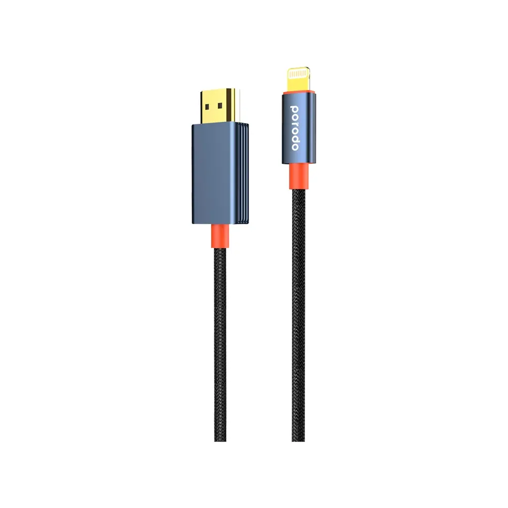 Porodo Woven Lightning to HDMI Cable 2Mtr PD-CBL0017-BK