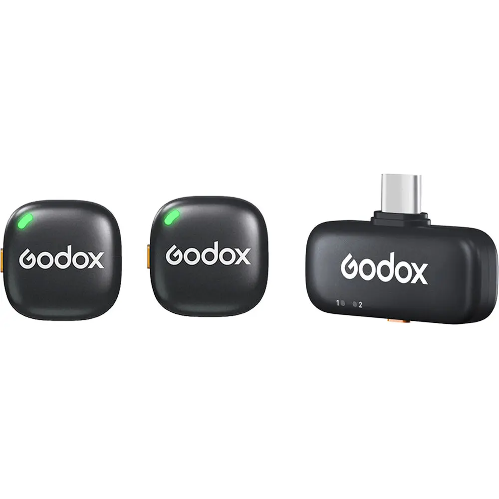 Godox C01 2-Person Wireless Microphone System with USB-C Connector for Mobile Devices (2.4 GHz, Black)