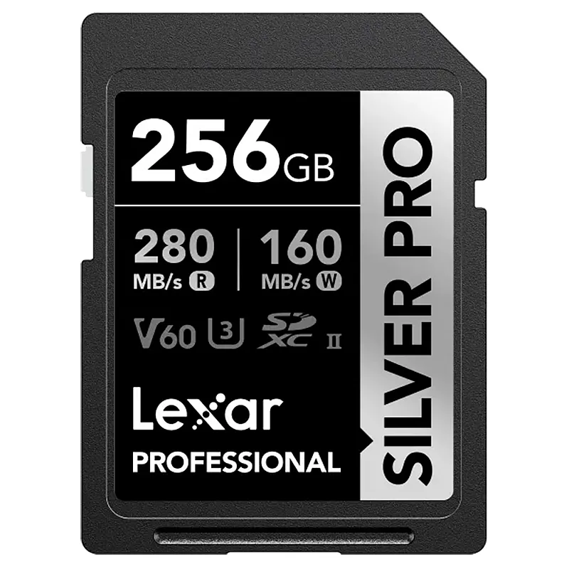 Lexar® Professional SILVER PRO SDXC™ 256GB UHS-II Card,up to 280MB/s read, 160MB/s write, C10 U3 V60 LSDSIPR256G-BNNNG