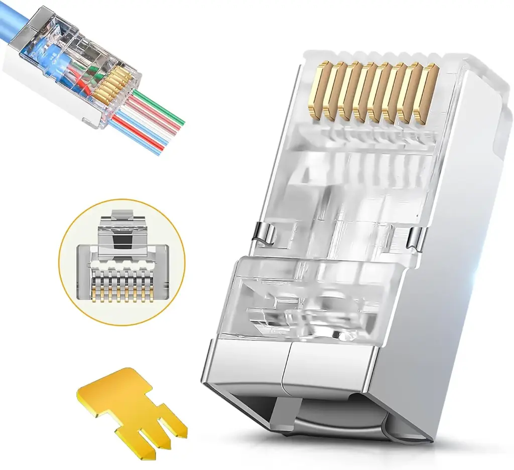 JODROAD Shielded RJ45 Cat6 Cat 6A Pass Through Connectors JODROAD-RJ45-CAT6-50PC