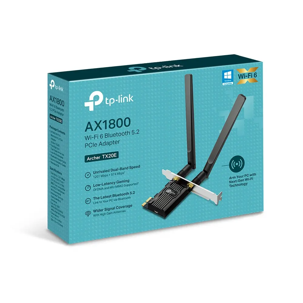 TP-Link Archer TX20E AX1800 Wi-Fi 6 Bluetooth 5.2 PCIe Adapter 0152502414