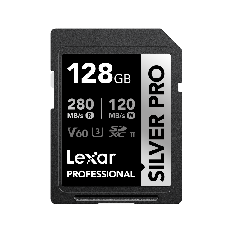 Lexar Professional SILVER PRO SDXC™ 128GB UHS-II Card,up to 280MB/s read, 120MB/s write, C10 U3 V60 LSDSIPR128G-BNNNG