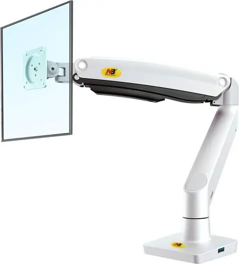 NB North Bayou F100A Full Motion Monitor Desk Wall Mount, For Most 22-35 Inch Computer Monitors / TV, Adjustable Tilting, Rotating, Weight Up to 19.8lbs, White 1001420951