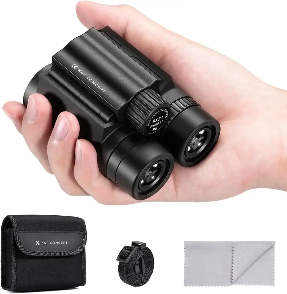 K&F Concept 8x21 Compact Binoculars for Kids and Adults, with BAK4 Prism, FMC Lens, IP65 Waterproof & Neck Strap for Bird Watching Hunting Travel Camping Stargazing KF33.069