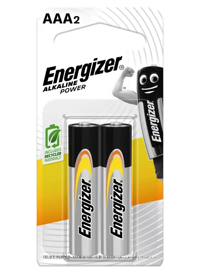 Energizer Alkaline Power LR03 1.5V AAA Battries Pack of 2 
