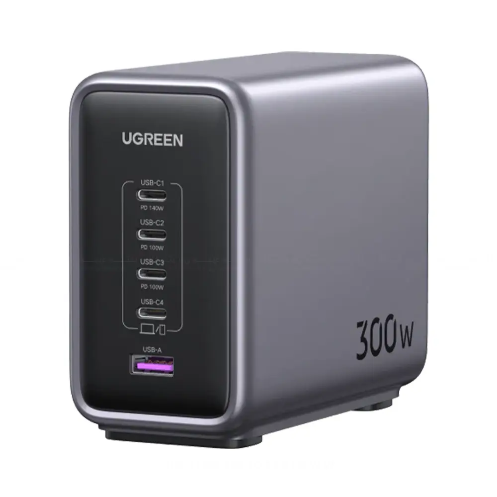 Ugreen Nexode 300w 5-Ports GaN Desktop Fast Charger 4xUSB-C 1xUSB-A PD CD333-90904B