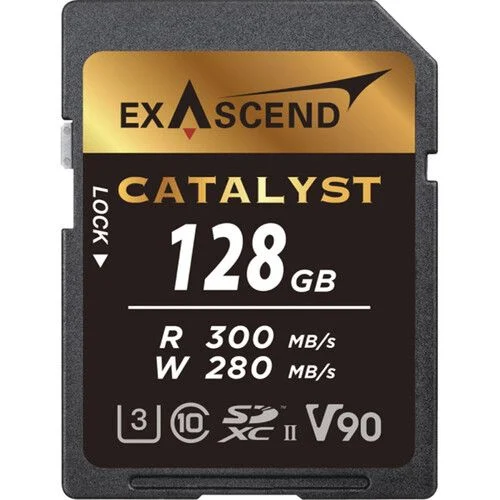 Exascend Catalyst SD Card 128GB, UHS-II / V90 / U3 / Class 10, Read: 300 MB/s, Write:280 MB/s EX-EX128GSDU2