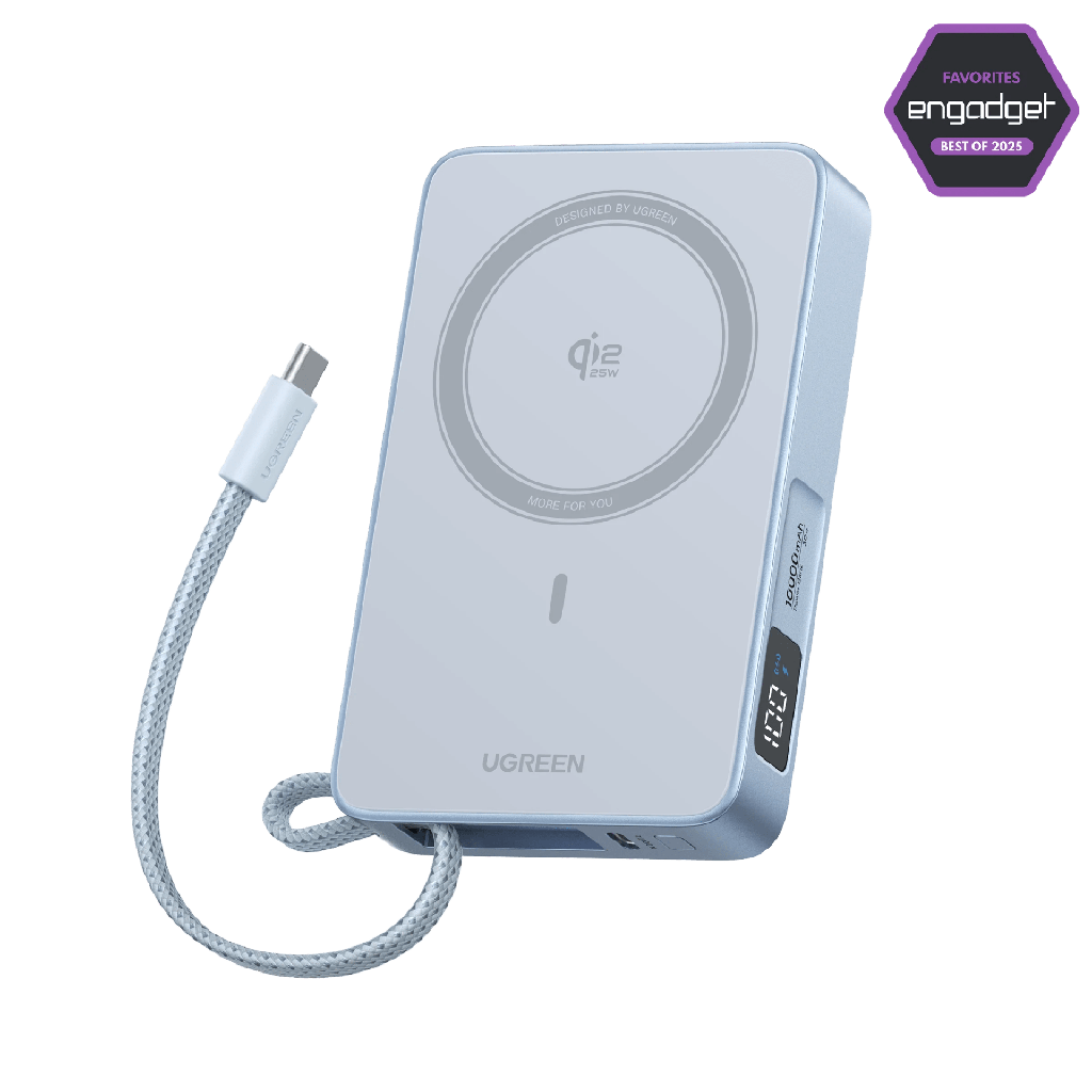 UGREEN 2-in-1 Qi2.2 25W Magnetic Wireless Power Bank 10000mAh, Space Gray
