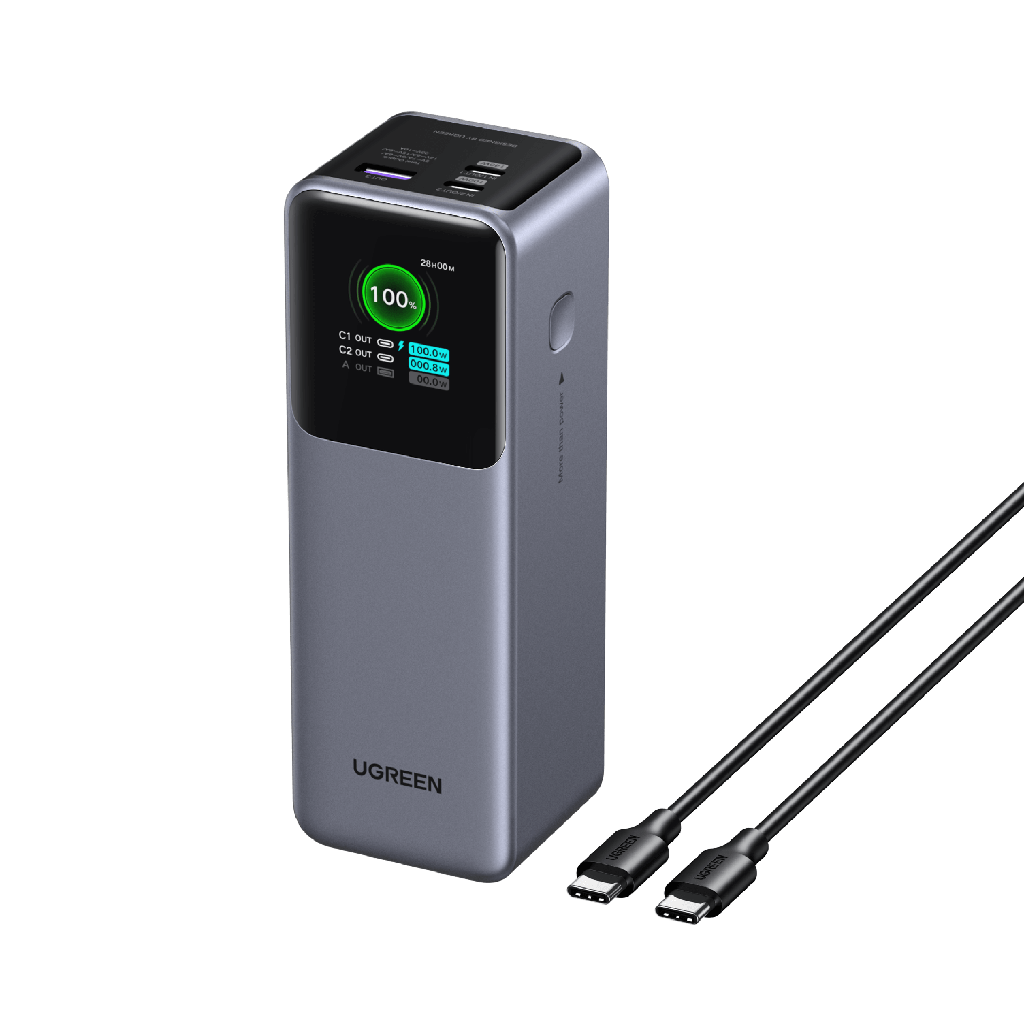 UGREEN Nexode Power Bank 25000mAh 200W with Smart Digital Display, Gray