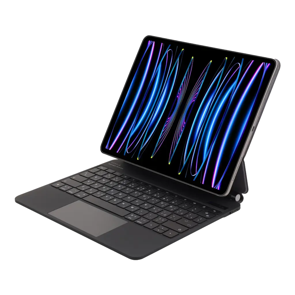 Levelo Aeroboard Saffiano Leather Wireless Keyboard for iPad Air 13-Inch 2024 & iPad Pro 12.9-Inch 2022 LVLABK129BK