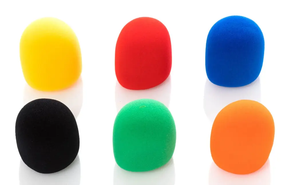 Bespeco WS06C Foam Microphone Windscreen, Assorted Colors, 6 Pieces Pack