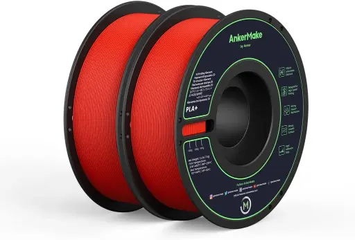 [194644113483] Anker AnkerMake PLA+ 3D Printing Filament 2-Pack 2Kg V6110191 (Red) 