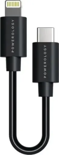 Powerology 0.25m USB-C to Lightning Cable PD25BCLBK