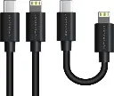 Powerology 0.9Mtr & 0.25Mtr USB-C To Lightning Cable Combo PBCOLBK