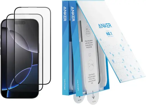 [194644206345] Anker Easy Fit iPhone 16 Pro Screen Protector Kit Clear HD 2-Pack A720AH0A