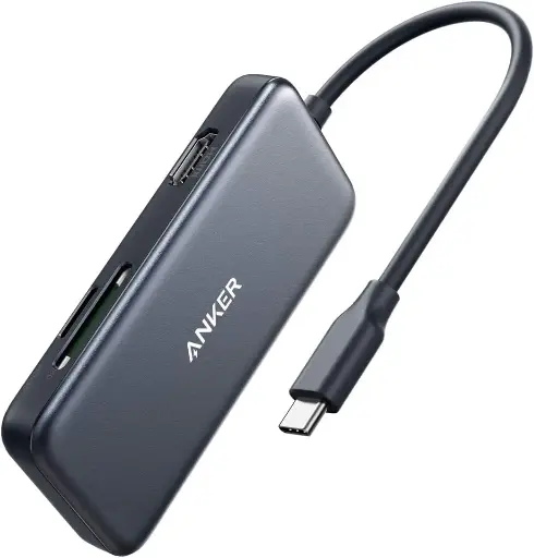 [X002BRH33N] Anker USB C Hub, 5-in-1 USB C Adapter, with 4K USB C to HDMI, SD and microSD Card Reader, 2 USB 3.0 Ports A83380A1