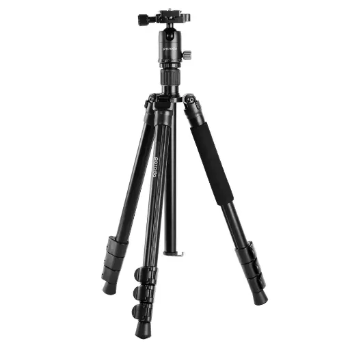 [6849108442916] Porodo Professional Aluminum Tripod 155cm Height Black With Phone Mount PD-TRPBAL-BK