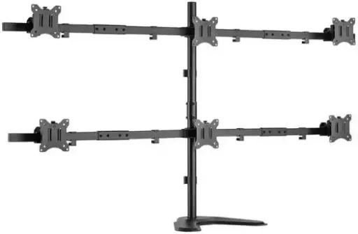 [SH 57 T06] Skill Touch SH 57 T06 Free Standing Pole Mount  6 Screen Monitor Tabletop Stand, Suitable For Most 17-32" Screens, 100x100mm and 75x75mm VESA, Cable Management, Black