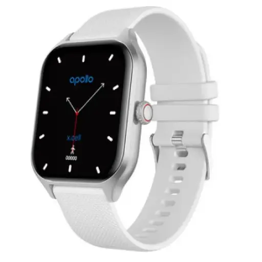[6290361182727] X.cell Apollo W1 Smart Watch Silver Frame with White Silicon Strap 
