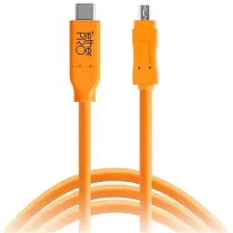 Tether Tools TetherPro USB Type-C Male to 8-Pin Mini-USB 2.0 Type-B Male Cable (15', Orange) CUC2615-ORG