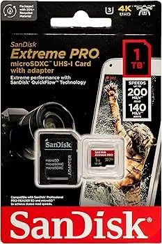 [619659188535] SanDisk Extreme Pro 200Mbps 1TB MicroSDXC UHS-I Card with Adapter SDSQXCD-1T00-GN6MA V30