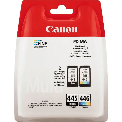 [8714574605555] Canon  Pixma Multi-Pack PG-445 Black CL-446 Tri-Color Cyan/Yellow/Magenta Genuine Ink Cartridge