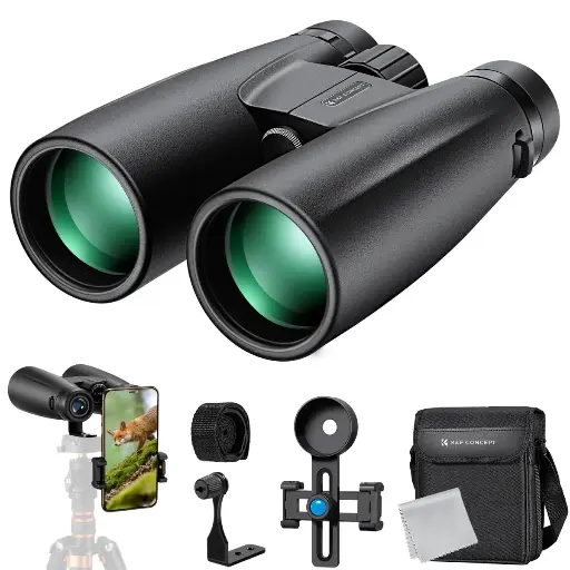 [KF33.084] K&F Concept 2X50 Binoculars Telescope with Smartphone Adapter, Tripod Adapter, Cleaning Cloth, FMC Lens BAK4 Prism for Adults, HD Binoculars for Bird Watching Hunting Hiking Camping Travelling KF33.084